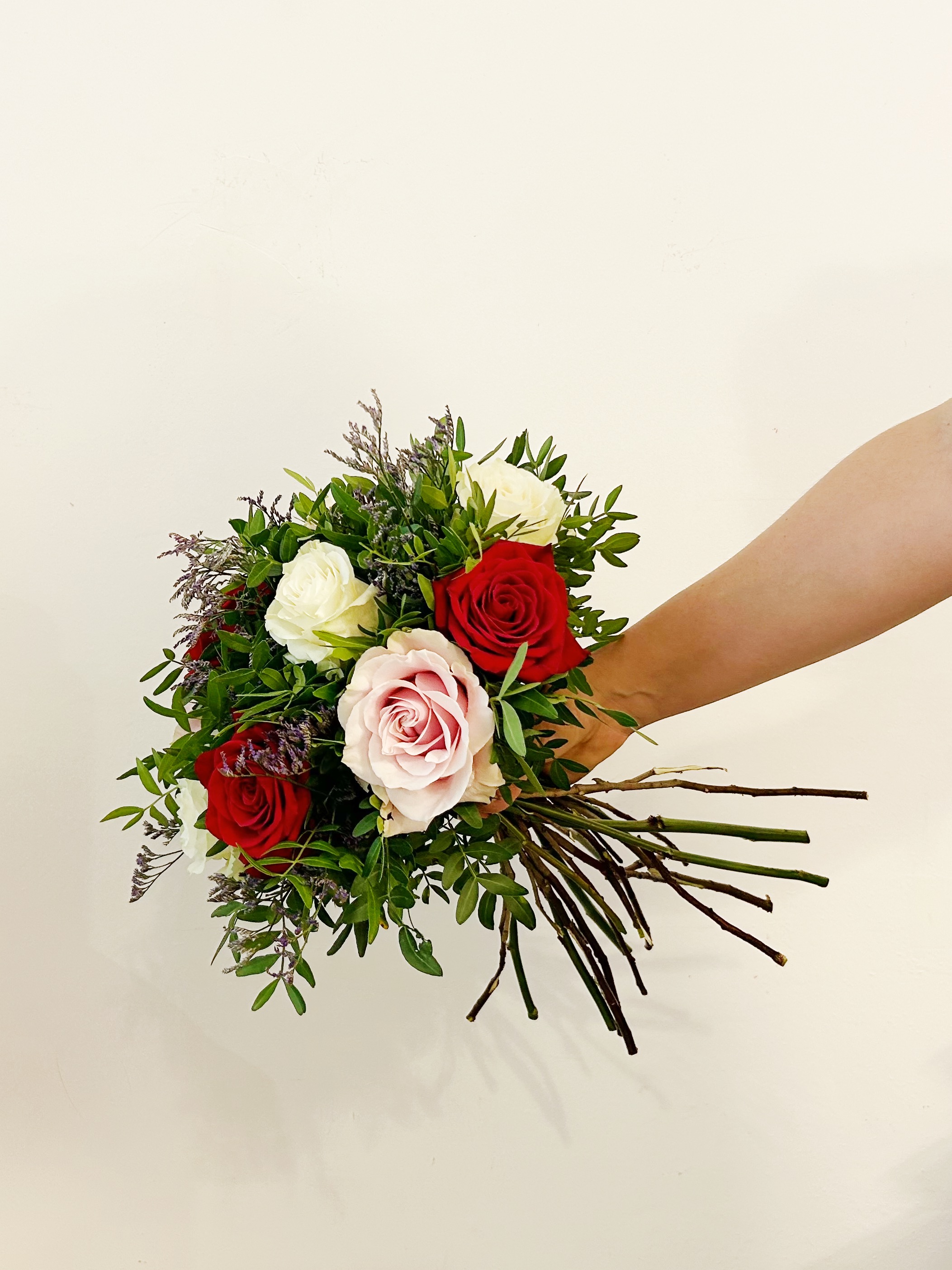 Bouquet of White, Red and Pink Roses "Resilience"