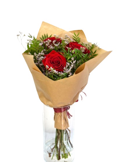 Bouquet of 3 Red Roses "Incondicional"