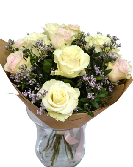 Bouquet of White and Pink Roses "Infinity"