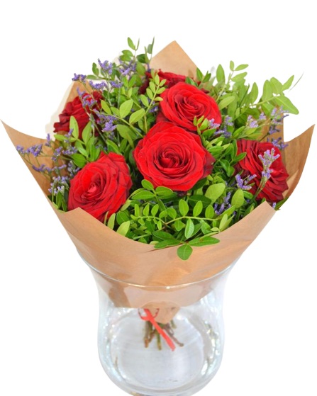 Bouquet of 6 Red Roses "Irresistible"